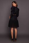 Shop_Deepika Arora_Black Cotton Cut Work V-neck Puffed Sleeve Dress _at_Aza_Fashions
