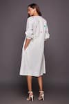 Shop_Deepika Arora_White 100% Cotton Round Balloon Sleeve Dress With Belt _at_Aza_Fashions