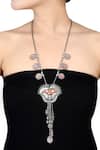 Buy_Tribe Amrapali_Silver Plated Enamel Kirtimukha Charm Necklace _at_Aza_Fashions