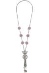 Shop_Tribe Amrapali_Silver Plated Enamel Talisman Charm Necklace _at_Aza_Fashions
