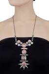 Buy_Tribe Amrapali_Silver Plated Enamel Flower Coin Taveez Necklace _at_Aza_Fashions