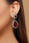 Buy_Tizora_Red Stones Embellished Cocktail Earrings _at_Aza_Fashions