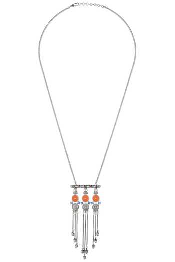 Shop_Tribe Amrapali_Silver Plated Enamel Multi Tassel Necklace _at_Aza_Fashions
