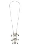 Shop_Tribe Amrapali_Silver Plated Enamel Surya Pendant Necklace _at_Aza_Fashions