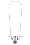 Shop_Tribe Amrapali_Silver Plated Enamel Tribal Pendant Necklace _at_Aza_Fashions