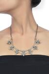 Buy_Tribe Amrapali_Silver Plated Enamel Floral Motif Hasli Necklace _at_Aza_Fashions