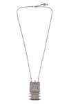 Shop Tribe Amrapali Silver Plated Enamel Oxidised Pendant Necklace at Aza Fashions Shop_Tribe Amrapali_Silver Plated Enamel Oxidised Pendant Necklace _at_Aza_Fashions
