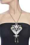 Buy_Tribe Amrapali_Silver Plated Enamel Bird Pendant Necklace _at_Aza_Fashions