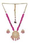 Shop_Hrisha_Gold Plated Kundan Polki Necklace Set _at_Aza_Fashions