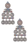 Shop_Tribe Amrapali_Silver Plated Enamel Coin Charm Taveez Earrings _at_Aza_Fashions