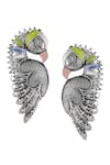 Shop_Tribe Amrapali_Silver Plated Carved Bird Ear Cuffs_at_Aza_Fashions