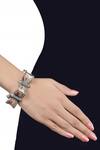 Buy_Tribe Amrapali_Blue Enamel Oxidised Silver Makra Bracelet _at_Aza_Fashions