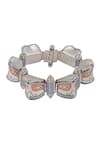 Shop_Tribe Amrapali_Blue Enamel Oxidised Silver Makra Bracelet _at_Aza_Fashions
