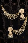 Shop_Paisley Pop_Gold Plated Kundan Ear Chain Jhumka Earrings_at_Aza_Fashions