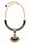 Shop_The YV Brand by Yashvi Vanani_Brown The Geo Pendulum Choker _at_Aza_Fashions