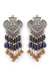Shop_Heer-House Of Jewellery_Silver Plated Pearls Sooryodaya Kaanphool Earrings_at_Aza_Fashions