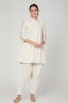 Buy_The Right Cut_White Malkha Mirror And Shell, Thread Embroidered Angarakha Kurta & Salwar Set_at_Aza_Fashions