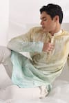 Buy_Smriti by Anju Agarwal_Multi Color Kurta Flat Silk Printed Marble Set_Online_at_Aza_Fashions