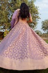 Safaa_Purple Organza Woven Banarasi Weave Sweetheart Neck Jafna Lehenga Set _Online_at_Aza_Fashions