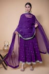 Buy_Ikshita Choudhary_Purple Organza Embroidered Sequin Dupatta_at_Aza_Fashions