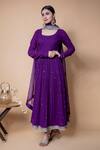 Buy_Ikshita Choudhary_Purple Organza Embroidered Sequin Dupatta_Online_at_Aza_Fashions