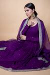 Shop_Ikshita Choudhary_Purple Organza Embroidered Sequin Dupatta_Online_at_Aza_Fashions