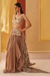 Priyanka Singh_Beige Cotton Embroidered Zardosi Lehenga With Bag  _Online_at_Aza_Fashions