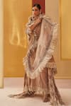 Buy_Priyanka Singh_Beige Cotton Embroidery Zardozi V Neck And Sequin Pheran & Salwar Set  _Online_at_Aza_Fashions