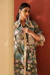 Buy_Priyanka Singh_Green Cotton Print Zardozi Floral And Jute Tassel Work Shirt With Pant  _Online_at_Aza_Fashions