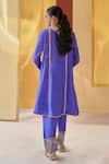 Priyanka Singh_Blue Silk Embroidery Zardozi V Neck Kurta Salwar Set  _Online_at_Aza_Fashions