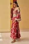 Buy_Priyanka Singh_Red Silk Embroidery Resham Bustier Floral Print And Shrug Sharara Set  _at_Aza_Fashions