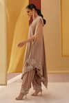 Priyanka Singh_Beige Silk Embroidery Resham Boat Neck Kaftan Poncho With Salwar  _Online_at_Aza_Fashions