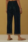 Shop_Ikshita Choudhary_Blue Silk Velvet Embroidered Floral Hem Pant _Online_at_Aza_Fashions