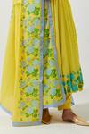 Shop_Label Earthen_Yellow Cotton Mul Printed Floral V Neck Gathered Kurta Set _Online_at_Aza_Fashions