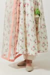 Shop_Label Earthen_Ivory Cotton Mul Floral V Neck Printed Angarkha Kurta Set _Online_at_Aza_Fashions