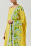 Shop_Label Earthen_Yellow Cotton Mul Printed Floral Round Detailing Kurta Set _Online_at_Aza_Fashions