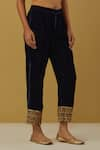 Ikshita Choudhary_Blue Velvet Silk Embroidered Pant _Online_at_Aza_Fashions