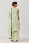 Shop_Label Earthen_Ivory Kurta And Palazzo Chanderi Cotton Printed Floral V Neck Set _at_Aza_Fashions