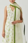 Buy_Label Earthen_Ivory Kurta And Palazzo Chanderi Cotton Printed Floral V Neck Set _Online_at_Aza_Fashions