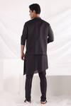 Shop_Smriti By Anju Agarwal_Black Linen, Satin, Bamboo, Cotton Embroidery Thread Bundi Kurta Set _at_Aza_Fashions