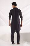 Buy_Smriti By Anju Agarwal_Black Linen, Satin, Bamboo, Cotton Embroidery Thread Bundi Kurta Set _Online_at_Aza_Fashions