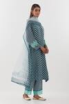 Amisha Kothari_Blue Cotton, Organza, Zari, Madumati Stripe Pattern Straight Kurta Set _at_Aza_Fashions