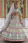 Buy_XOXO Apurva_Multi Color Raw Silk Heritage Geometric Bridal Lehenga Set  _at_Aza_Fashions