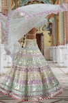 Shop_XOXO Apurva_Multi Color Raw Silk Heritage Geometric Bridal Lehenga Set  _at_Aza_Fashions