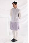 Buy_Smriti by Anju Agarwal_Purple Kurta Linen Satin Embroidered Thread Ombre And Bundi Set _at_Aza_Fashions