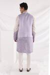 Shop_Smriti by Anju Agarwal_Purple Kurta Linen Satin Embroidered Thread Ombre And Bundi Set _at_Aza_Fashions