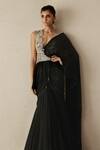 VARUN NIDHIKA_Black Gown Yoke Silk Organza Embroidered Drishya Sequin Saree _Online_at_Aza_Fashions