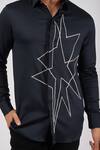 Sanjana reddy Designs_Blue Stretchable Cotton Hand Embroidered Big Star Shirt  _Online_at_Aza_Fashions