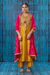 Buy_Label Niti Bothra_Yellow Silk Embroidered Tikki Round Kurta And Palazzo Set _at_Aza_Fashions