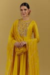 Buy_Ikshita Choudhary_Yellow Anarkali Chanderi Silk Hand Embroidered Floral Patterns Round Set _Online_at_Aza_Fashions